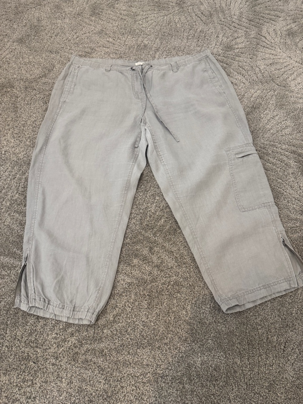 Eileen Fisher Light Gray Cargo Capris with Drawstring
